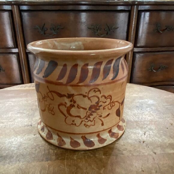 Vintage hand thrown Mexican pottery planter cachepot flower pot - Picture 4 of 4